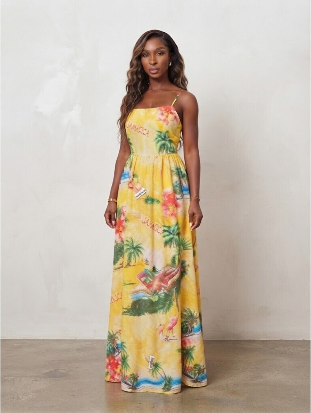 NWT Endles Moon Tropical Jamaica Print Midi Maxi Dress